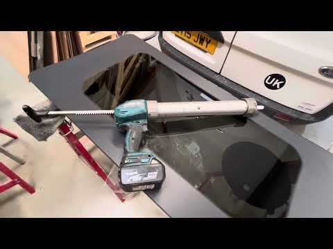 Transit custom side loading door window install.