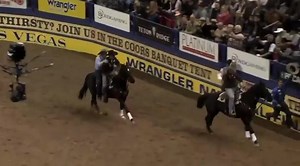 When there’s a 4 way tie in the steer wrestling, you take the victory lap any way you can | CowboyChannel