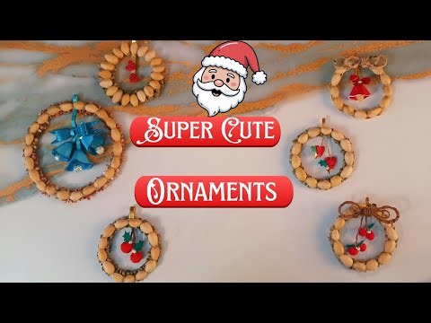 🪄 Turn Cardboard & Nutshell Into Tiny Christmas Decorations! Easy Hanging Ornament ✶ |Keychain Craft