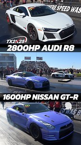 2800hp Audi R8 vs 1600hp Nissan GT-R Drag Racing @ TX2K25 Texas Motorplex, TX | import2race.com
