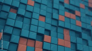 Cubic shapes arranged in a matrix with a 3D twist, forming an abstract and visually intriguing composition.