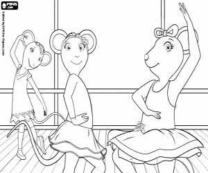Angelina Ballerina and her friends coloring page printable game