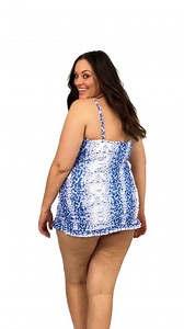 Watch Beach Party Plus Size Bandeau Style One Piece Swimdress Blue on Amazon Live