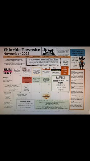 November calendar | Chloride Arizona Chamber Of Commerce