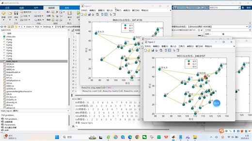 【TSP】基于matlab黑翅鸢算法BKA+鹅算法GOOSE+常春藤算法IVY+遗传算法GA求解闭合旅行商TSP（可根据自己的经纬度设置自己想要到达的地区）【含