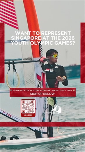 4.5K views · 25 reactions | Do you want to go to the Youth Olympic Games? Are you a Singaporean? Will you be 14–16 years old in 2026 (born between 2010–2012)? Then join our Basic Windsurfing Course and get on the selection pathway for the 2026 Youth Olympic Games! Sign up with the link below: https://www.sailing.org.sg/events/296195 | SingaporeSailing | Facebook