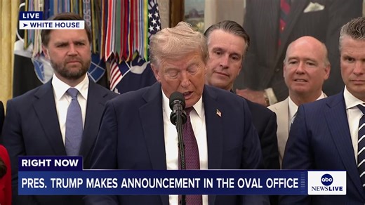 24K views · 293 reactions | During remarks in the Oval Office, President Trump announced that the U.S. Space Command headquarters will move from Colorado Springs, Colorado to Huntsville, Alabama. https://abcnews.link/4pY4z2k | ABC News Politics | Facebook