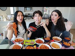 trying every flavor of buldak with the girls