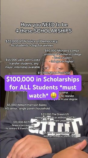 SCHOLARSHIPS for EVERY Student (current college, high school senior, transfers, immigrants, grad)