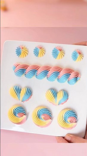 3 Color Buttercream Piping Designs Tutorial | Easy Cake Decorating Techniques for Beginners #shorts