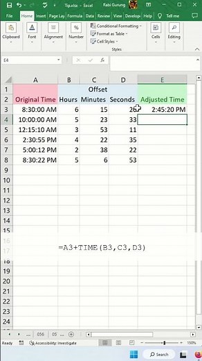 Add hours, minutes and seconds to time in Excel - Excel Tips and Tricks #shorts