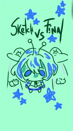 🛸 Alien Miku 🛸 Sketch VS Final 🛸 #alienmiku #hatsunemiku #fanart
