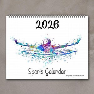 2026 Sports Calendar: Watercolor Athlete Wall Art Planner - Etsy