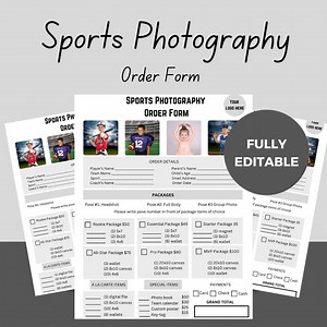 Sports Photography Order Form | Custom Template Digital - Etsy
