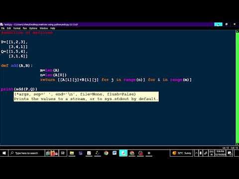 Addition of Matrices using Python