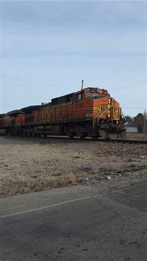 Burlington Northern Santa Fe (BNSF) GEVO 5194 leading a freight train, 2026