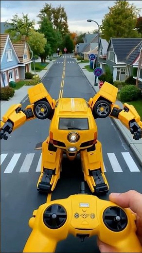 RC School Bus Transforms into Robot | Miniature Suburban Diorama POV #kidsshorts #povrc