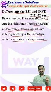 Differentiate the BJT and JFET. #bjt #jfet #transistor #aktupyq #akturesult #aktuelectronics