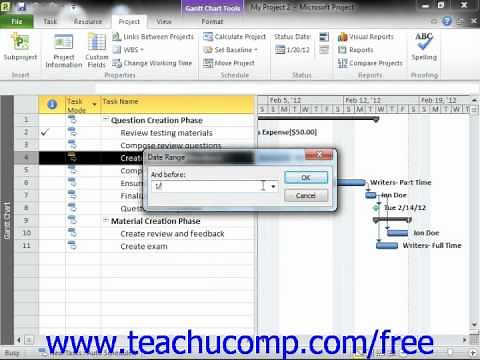 Project 2010 Tutorial Basic Reports Microsoft Training Lesson 7.6