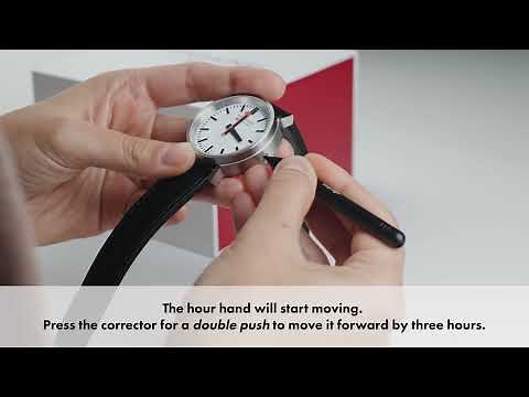 MONDAINE | stop2go watch with pen - how to set the time?