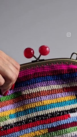 Rainbow Crochet Clutch Bag – Handmade Kiss Lock Purse With Leather Strap - Etsy