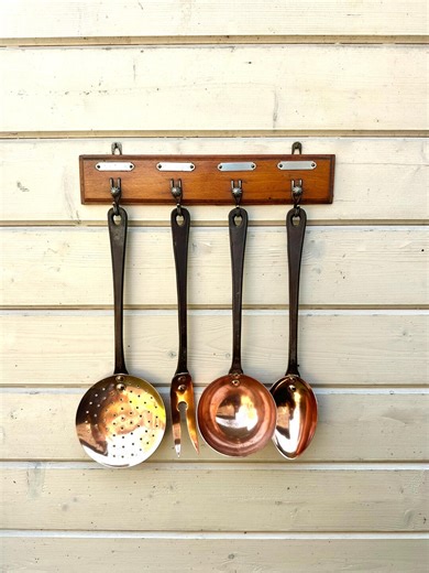 French Copper & Iron Kitchen Hanging Utensils, Made in Villedieu France, Heavyweight Copperware, Farmhouse Country Kitchen Style - Etsy