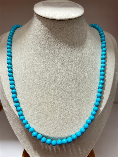 Natural Sleeping Beauty Turquoise Bead Necklace | Sky Blue Color | Minimalist Style | Certified Turquoise Beaded Necklace - Etsy