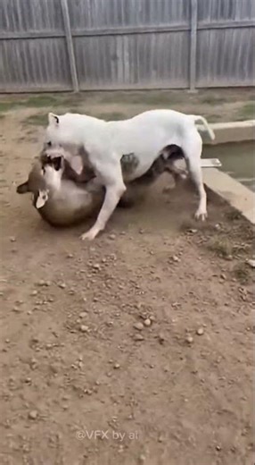 The iron jaws and teeth of the Dogo argantino brought the cougar to the ground 😱