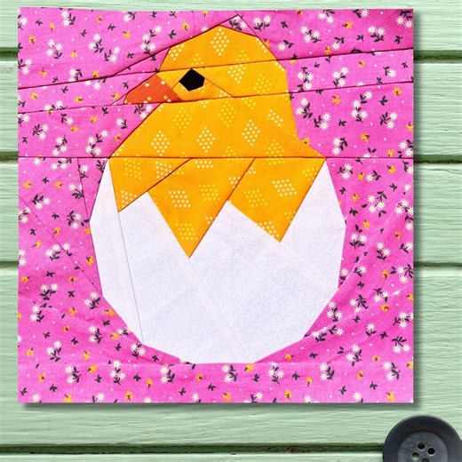 FPP Pattern Easter Chick Foundation Paper Piecing 25.4x25.4cm or 10 Inch Modern Quilt Block Design PDF - Etsy UK