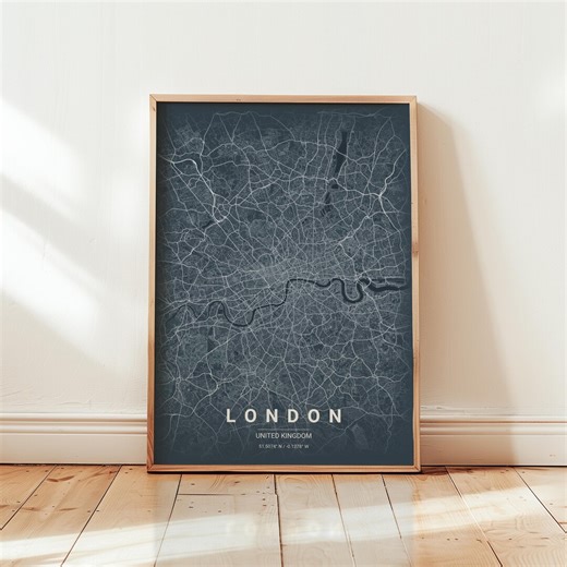 London Map Poster: England Travel Print, Capital City Wall Art, Office Wall Decor - Etsy