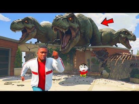 Dinosaur Attacked Franklin And Shinchan House In GTA 5