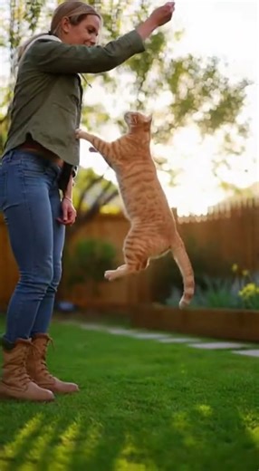 🐱🖐️ Smart Cat Learns Hand SignalsHigh Realism Cat Training – Sit, Jump, Spin!"