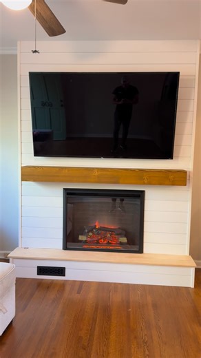Accent Walls Design on Instagram: "Call us for a free in person estimate #accentwall #charlottenc #featurewall #shiplap #buildout #interiordesign #livingroom"