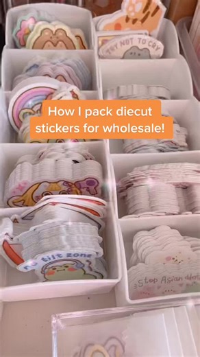 Now they look more ~official~ 😂 you can buy wholesale from us via Faire (link in bio!) #wholesale #packingorders #packaging #smallbusiness #smallbusinesscheck #fairewholesale #faire #stickers #stickerbusiness