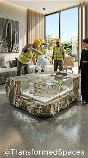 Epic Stone Aquarium Coffee Table Concept | Luxury Living Room Design