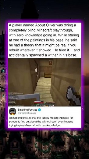 A player named About Oliver was doing a completely blind Minecraft playthrough, with zero