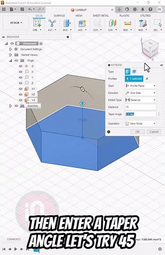 Fusion 360: Press Pull Taper #3dprinting #fusion360tutorial #fusion360