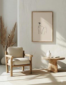 Minimalist Line Art Woman: One-line Drawing, Beige & Black (digital Download) - Etsy