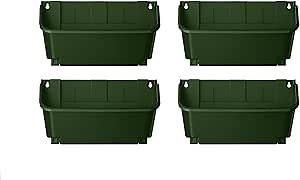 Maxona Vertical Garden Planter - 4 Pack, 13 inch Wall Mounted Planter for Patio Outdoor Decor, Home Green Plastic Pot Balcony Plant Vegetable Fruit Herb Hanging Pocket Holder Flowerpot
