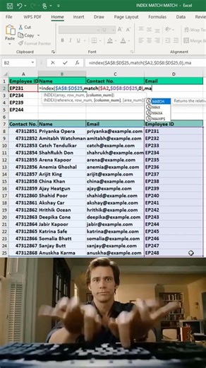 how to use index match function in MS Excel #excel #excelshorts #microsoftoffice
