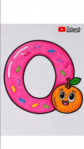 How to draw easy cute O for Orange #ytshorts #shortvideo #shortsfeed #orange #drawing #fruit #art
