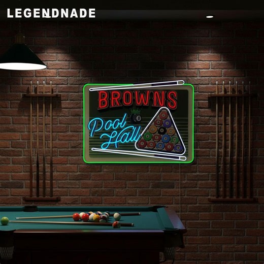 Pool Hall Neon Sign, Billiard Neon Light for Game Room Bar, Pool Table Wall Decor, Custom Neon Bar Sign - Etsy