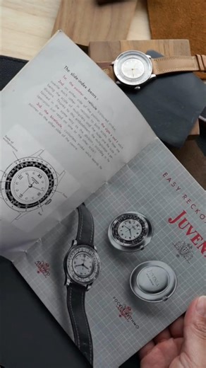 Juvenia 1950s Arithmo Calculating Slide Rule Steel Watch with Instructional Booklet