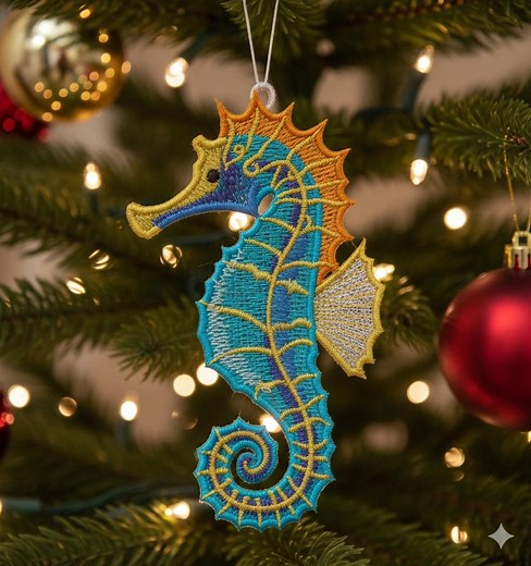 FSL Colorful Seahorse - Free Standing Lace Machine Embroidery Designs Instant Download 5x5 Hoop SCA0227-001 - Etsy