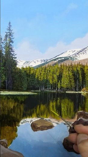 Painting a Hyper-Realistic Lake #satisfying #painting #artlessons