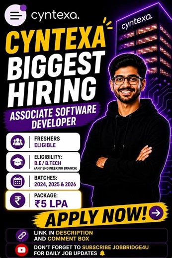 Cyntexa Biggest Hiring 🔥 Associate Software Developer | ₹5 LPA Package | Freshers Apply