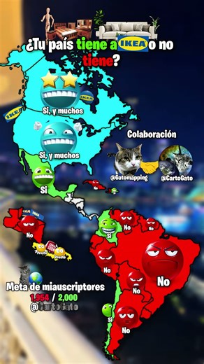 ¿Tu país tiene o no tiene un IKEA? #gatos #countryballs #geographythroughmaps #geografia #ikea