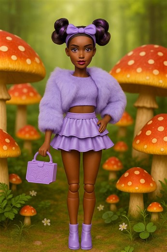 African American Fashion Doll With Bendable Joints, Purple Outfit, Accessories, and Free Backpack - Etsy