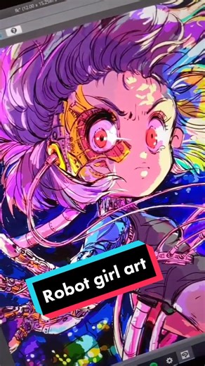 I had this song on repeat for hours while I finished this one 🤤 It's different from my usual work but I like it! #clipstudiopaint #robotgirl #anime