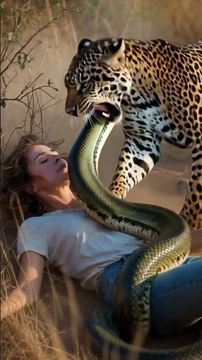 Wildlife Rescue in 8K: Jaguar Battles Giant Snake Wrapping Around Woman